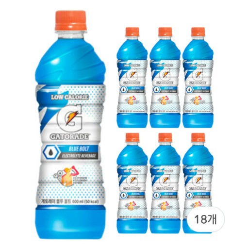게토레이 이온음료 로우칼로리 블루볼트 600ml PET 18개 저칼로리 스포츠 드링크 : 담고마켓