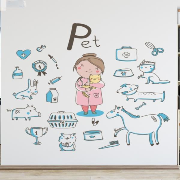 카툰 스티커 PVC 카툰 애니메이션 심플 모던 어 상상력 발달 카툰 동물원 영어 교육 다양한 항해 스티커 포스터 벽 스티커 : 월드셀러하우스