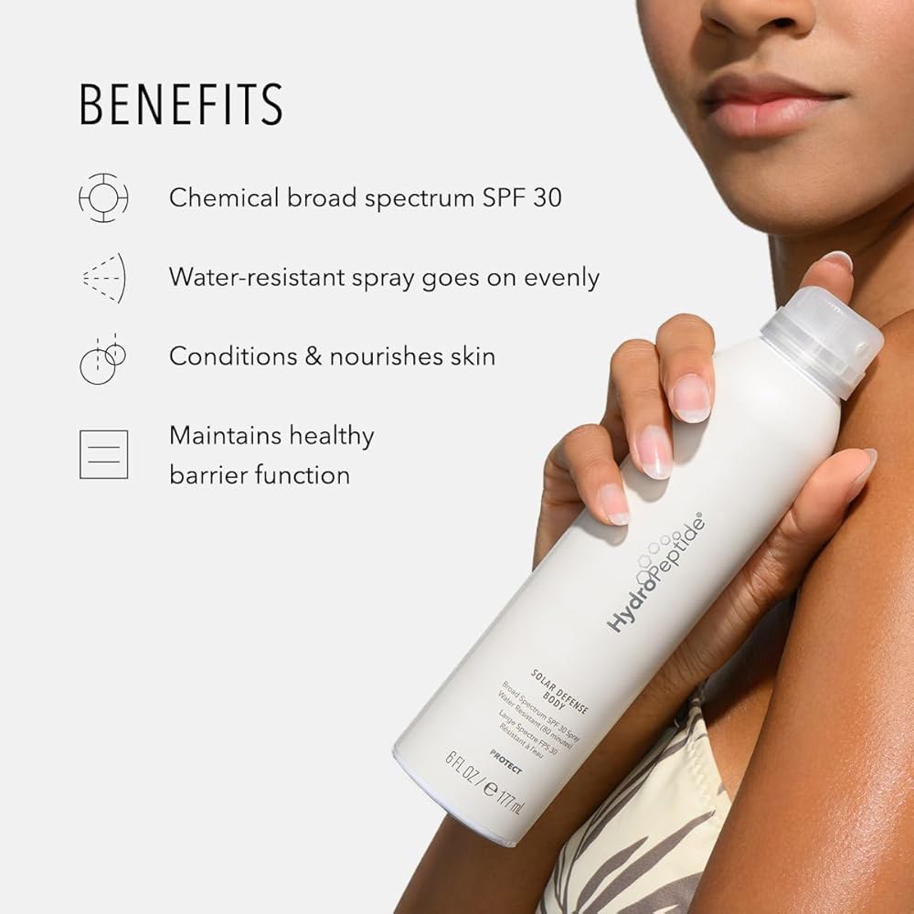 하이드로펩타이드 태양열 방어 바디 SPF 40, 넓은 스펙트럼, 방수 자외선 차단제, 수분 및 진정제, 6온스 : MJSHOP013