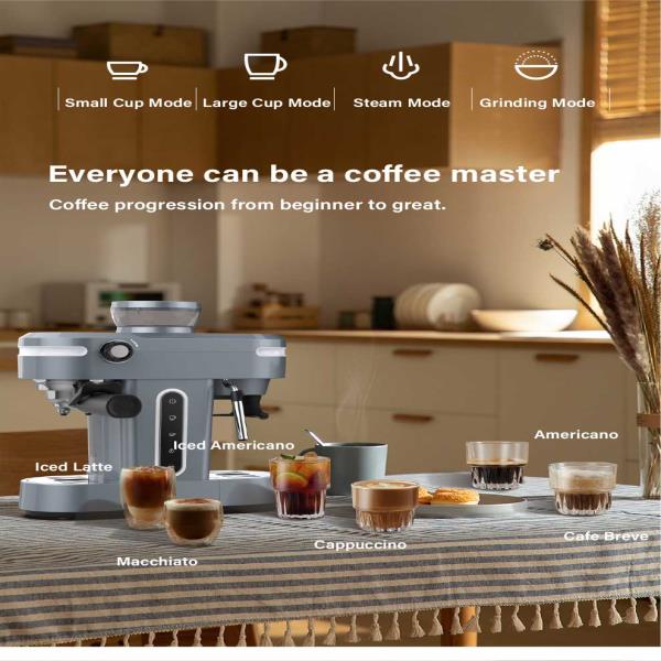 Commercial espresso machine 20 bar with grinder and frother for office café hotel home use : 프라임 컴퍼니