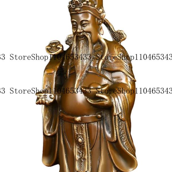 . Feng Shui Copper God of Fortune Antique Standing Wen Cai Statue Home Offerings Yuan Bao Ruyi Home : 한강무역상사21