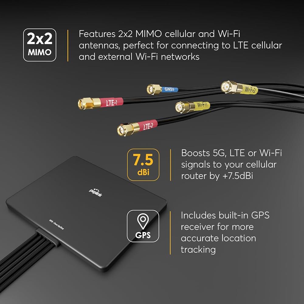 Peplink 슬림 22G 안테나 - 셀룰러 및 WiFi MIMO RV, 모바일 오피스 실외용 부스트 LTE 신호 로우 프로파일, 높은 이득, 간편한 설치, IP55... 