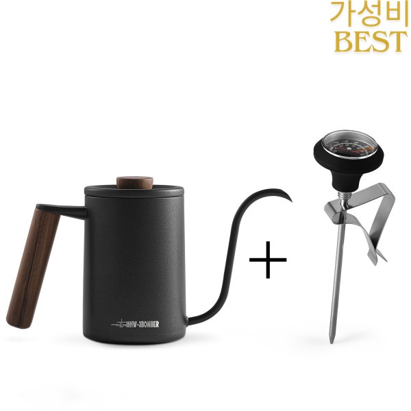 MHW-3BOMBER 커피 주전자 위에 부어 400ml/600ml 스테인레스 스틸 구즈넥 차 물 세련된 카페 바리스타 주방 액세서리 : 공덕보