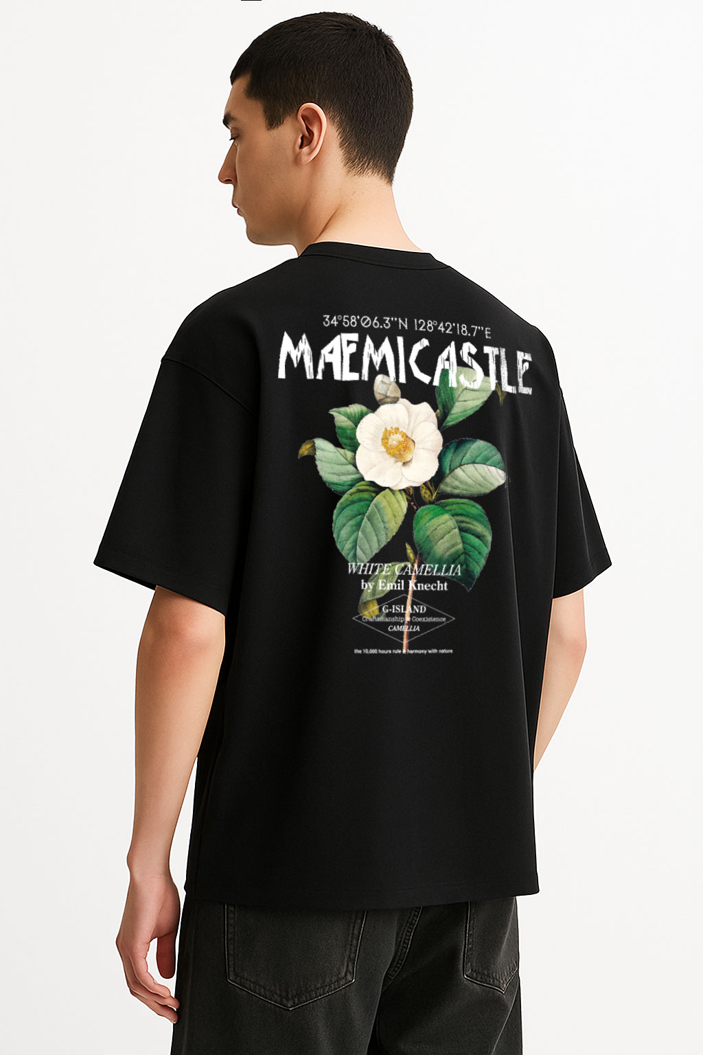 싱클레어 매미캐슬 콜라보 티셔츠 카멜리아 그래픽 오버핏 반팔티 남녀공용 블랙 : 싱클레어 SINCLAIR