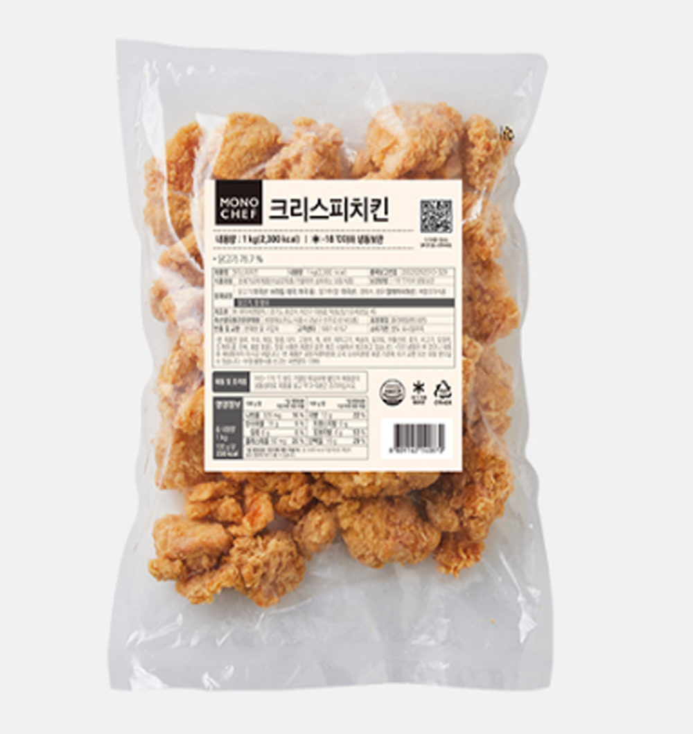 크리스피치킨 모노쉐프 1kg 후라이드치킨 통닭 순살 호프 닭강정 야식 배달 맥주안주 튀김 : AI FOOD