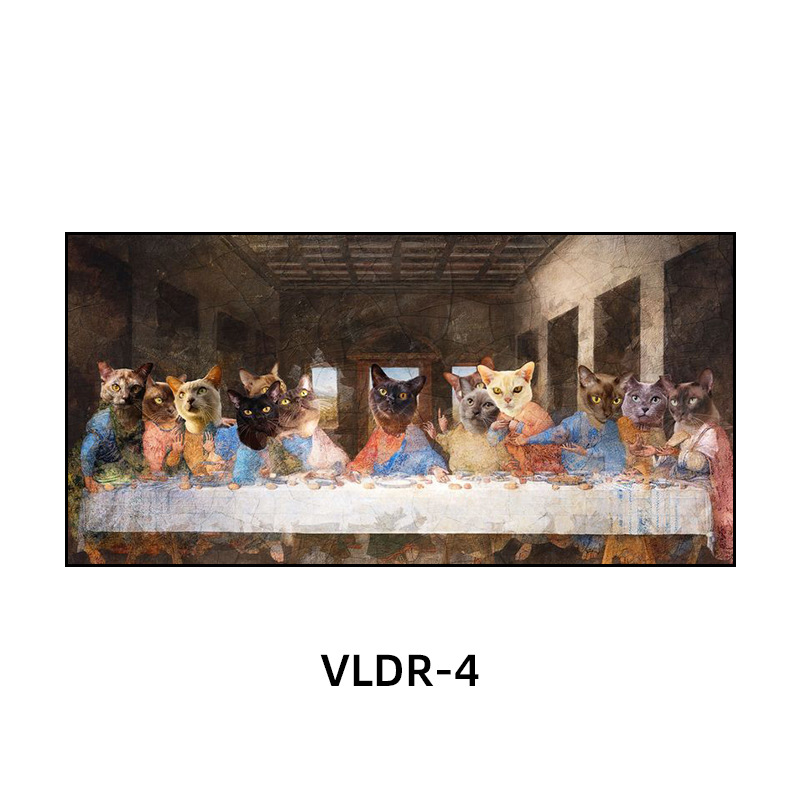 최후의 만찬 패러디 인테리어 트렌드 고양이와 개 거실 벽걸이 그림 반려동물 가게 액자 : 플로이