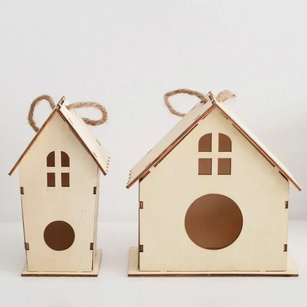 새장 둥지 버드 야외 새집 끈이있는 하우스 용품 DIY 외부 매달려 용 발코니 우드 액세 : 민트코알라