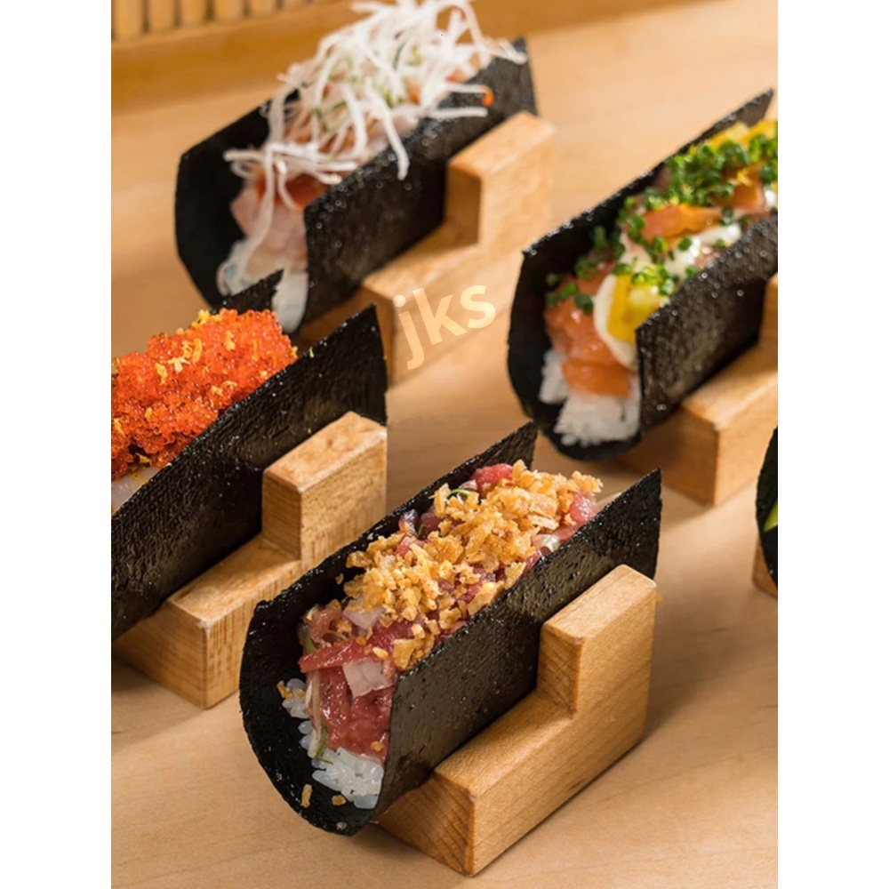 마끼 홀더 김밥 스시 초밥 접시 나무 꽂이 오마카세 U자형 타코 식기 : 제이케이에스스토어