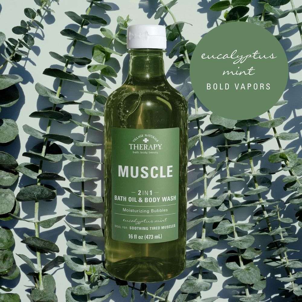 Village Naturals Therapy Muscle 미국 빌리지 내츄럴 테라피 머슬 버블 포밍 바스 오일 입욕제 바디 클렌저 유칼립투스 스피아민트... 