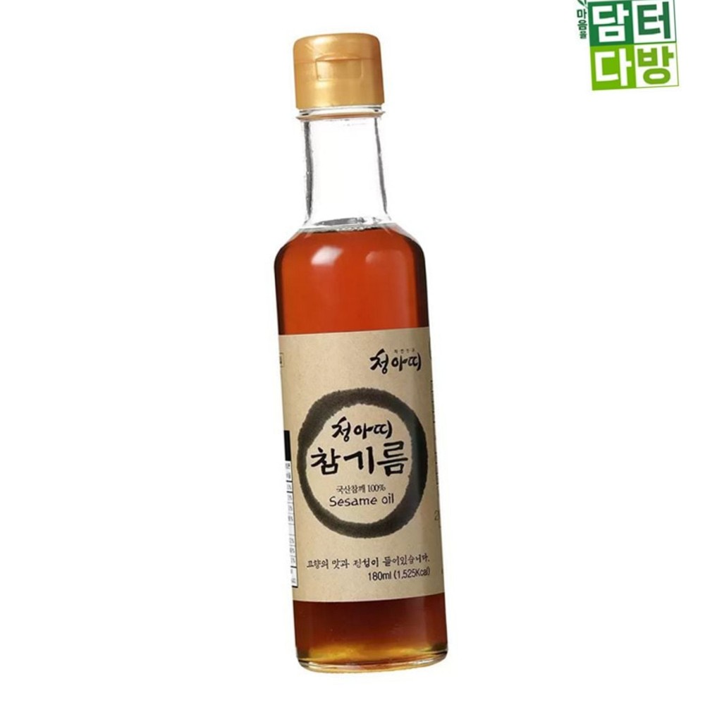 청아띠 국내산 참기름 180ml 2개 요리 양념용 식자재 : 양평대박상회