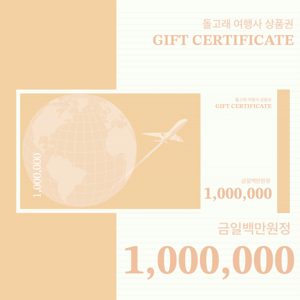 돌고래여행사 상품권 1,000,000 선물 효도 복지 해외여행 국내여행 : 돌고래여행사-돌핀스토어