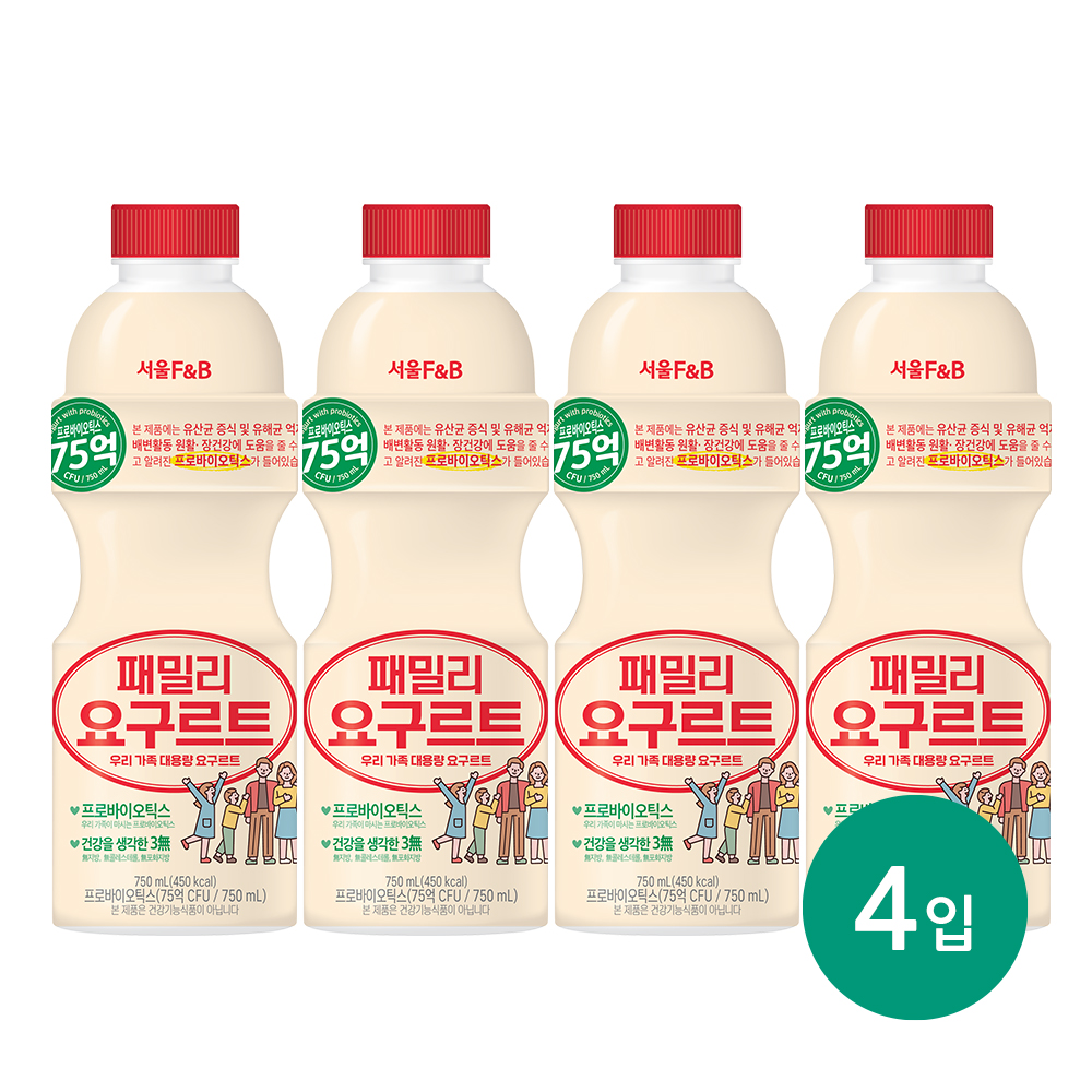 서울에프엔비 대용량 패밀리 요구르트 750mL X 4입 : 서울스토어365