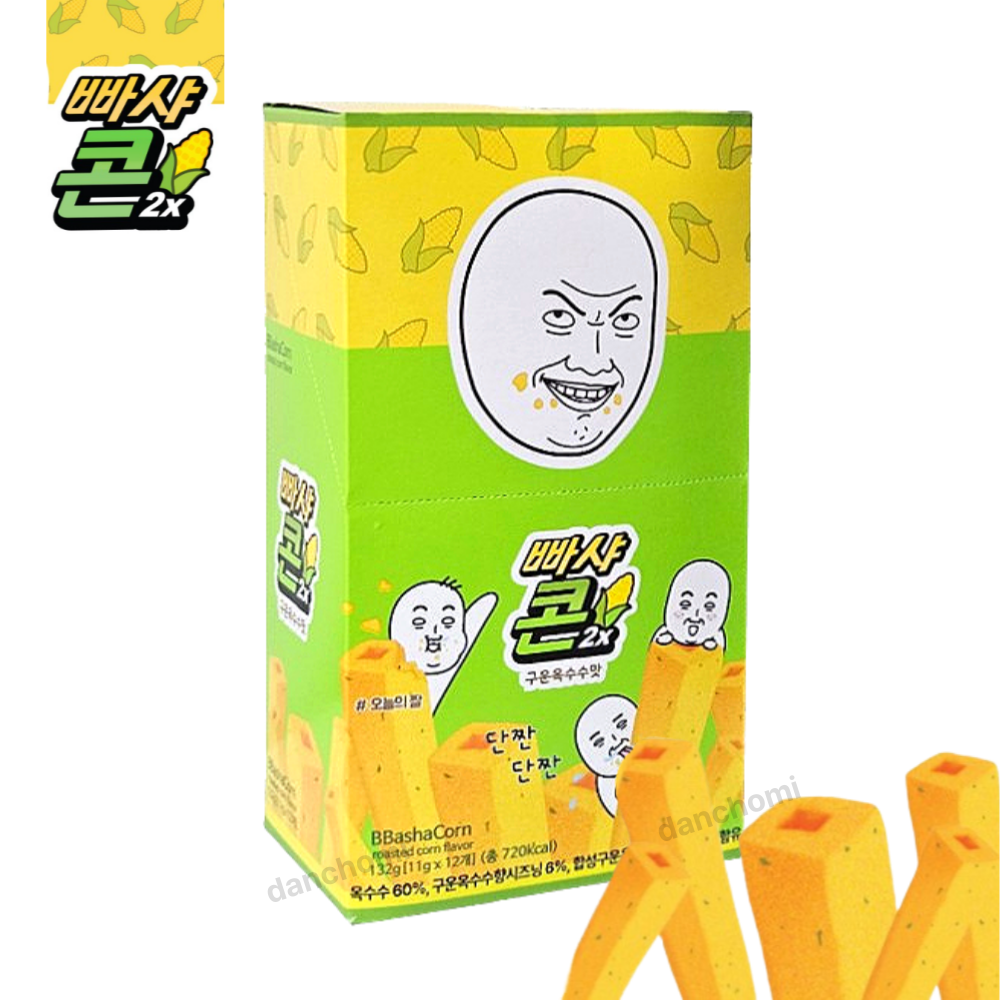 빠샤콘 옥수수 콘스틱 콘스낵 오늘의짤 이모티콘 군옥수수, 132g, 1개 : 단초미