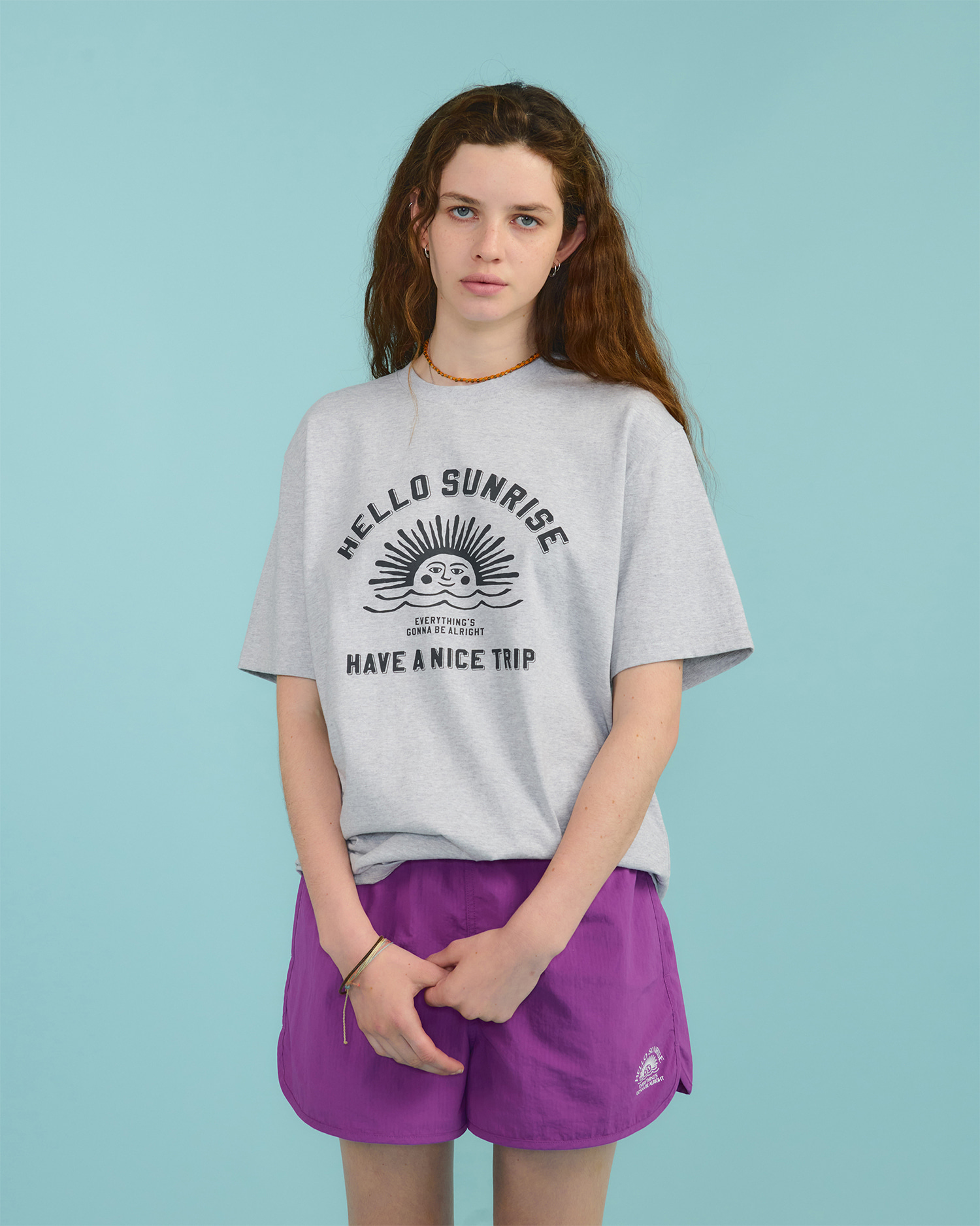 [헬로선라이즈]HS VTG Arch Logo Tee 3% Melange Gray : 레이지리버