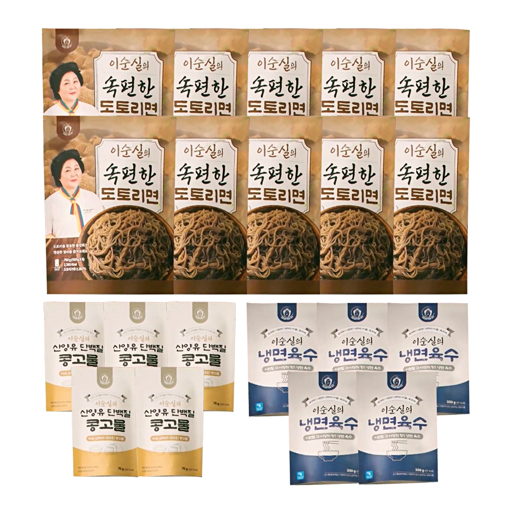 이순실의 속편한 도토리 냉칼국수 5인분 냉면 5인분 산양유 찐한 콩국물 도토리생면 국수면 : 애드크로스