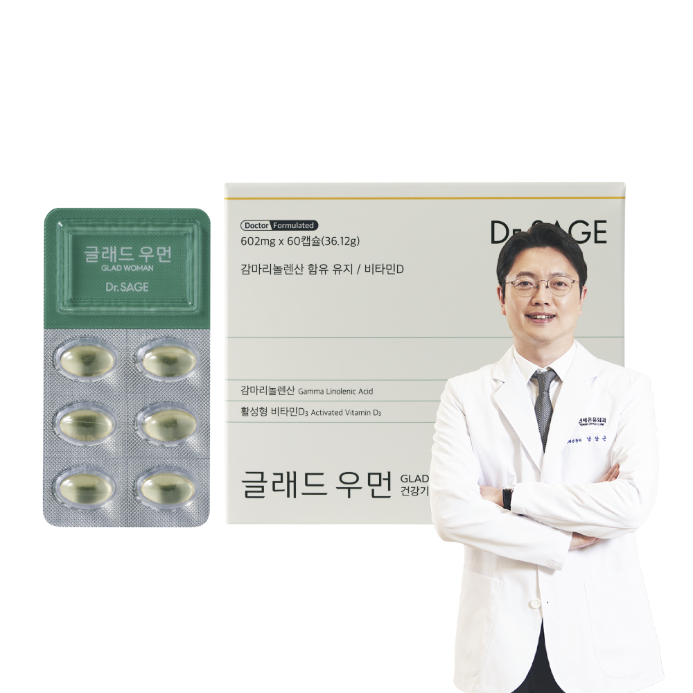 닥터세이지 글래드우먼 감마리놀렌산 갱년기 호르몬 생리전증후군 피부 영양제 60캡슐, 1개 : 닥터세이지