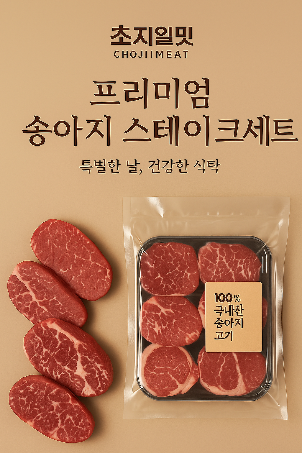 국내산 송아지 스테이크 세트 냉장 300g(냉장)홈파티 와인안주 : 초지일밋