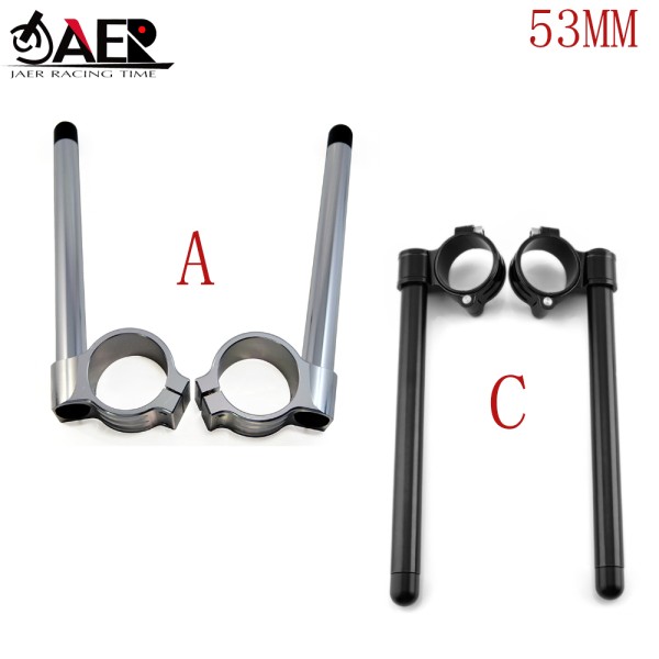 53mm 오토바이 CNC 빌렛 알루미늄 조정 가능한 클립 온 핸들 바 53mm 포크 클립 모터가 장착 된 대부분의 스포츠 자전거에 적합 : 정진글러벌