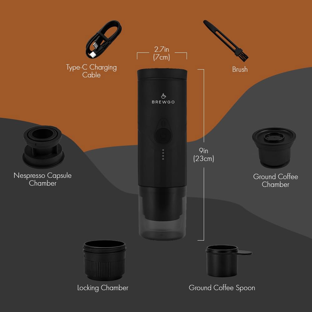 전기 커피 메이커, 휴대용 핸드헬드, 완전 자동 및 USB 충전식, 여행, RV, 백 패킹 사무실, 블랙 : Alpa-market