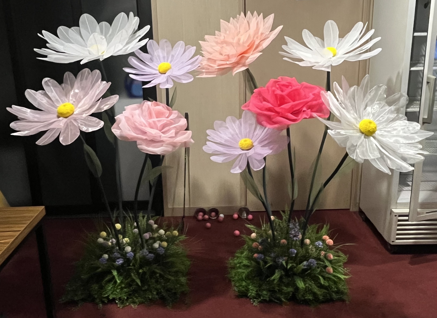 자이언트플라워 포토존 데이지 대형꽃 실크 페이퍼 플라워 35cm 1단 70-80cm : 마르멜로아트