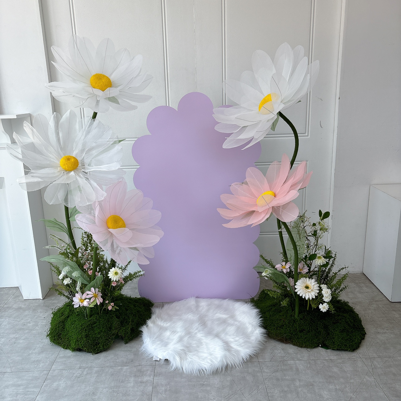 자이언트플라워 포토존 데이지 대형꽃 실크 페이퍼 플라워 35cm 1단 70-80cm : 마르멜로아트