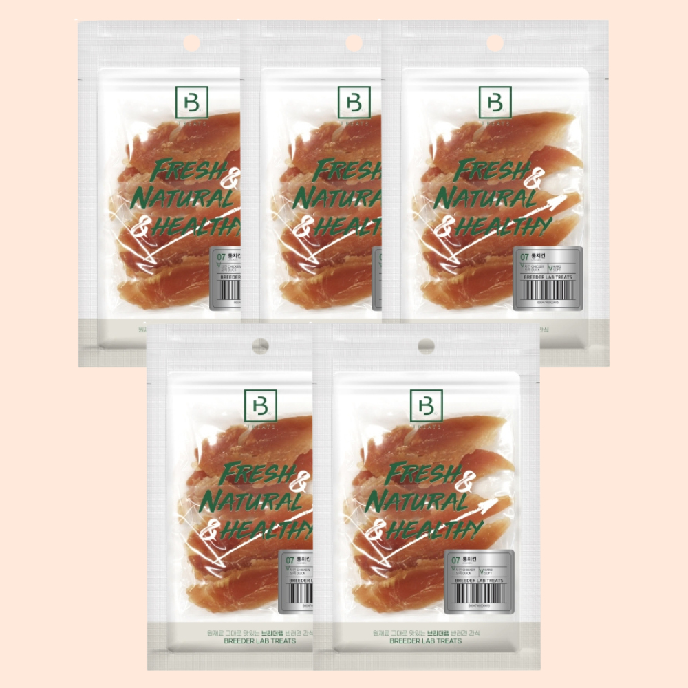 강아지 육포 다이어트 간식 브리더랩 트릿 통치킨, 180g, 5개 : 루니펫