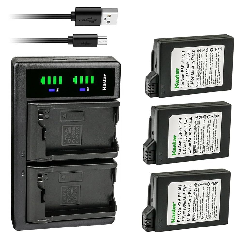 카스타 3팩 PSP-110H 배터리 및 소니 PSP-110 배터리, PSP-1000KCW, PSP-1001, PSP-1002, PSP-1003, PSP-1004, PSP-1005, : 이지컴마켓