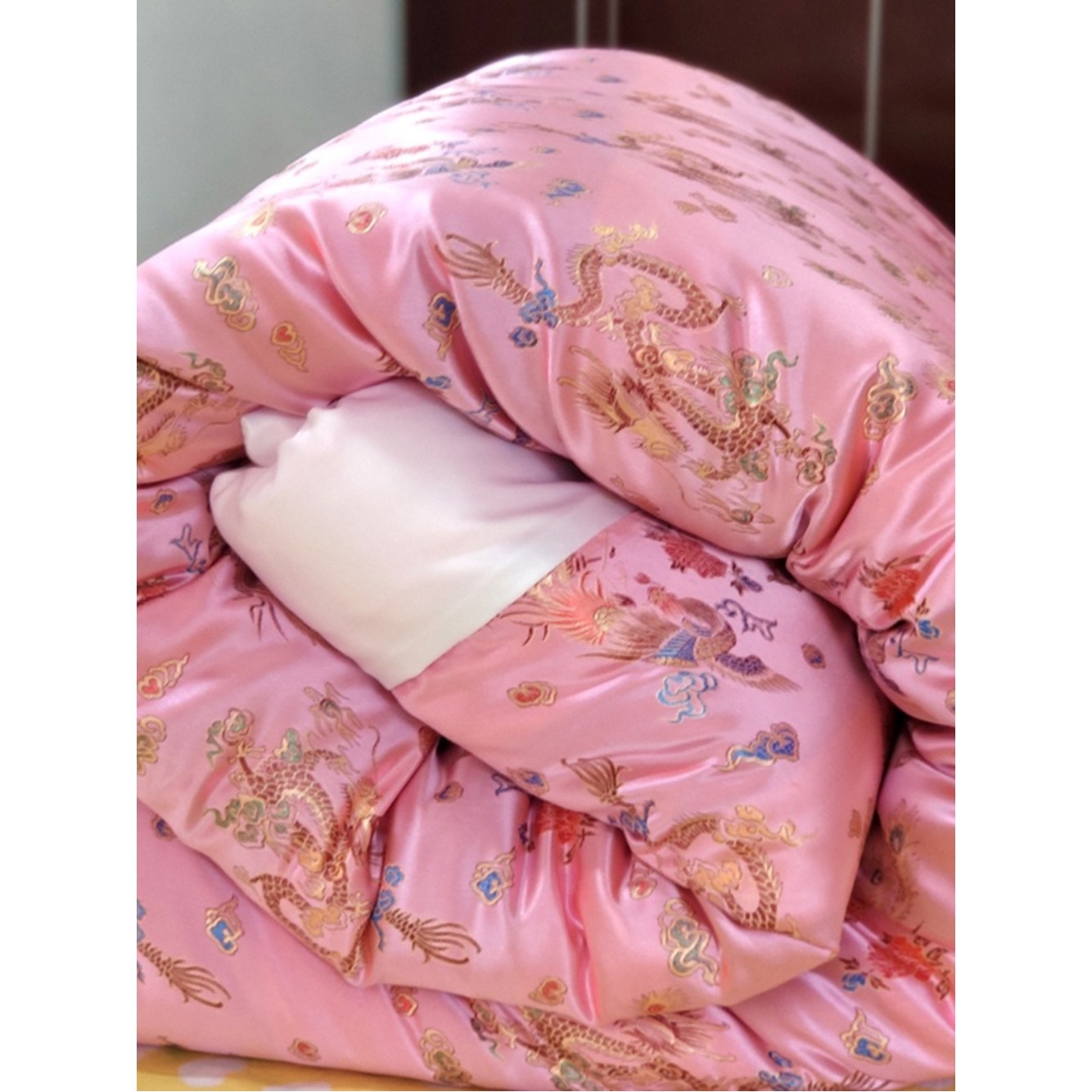 원앙 이불 커버 200x230 행운 지퍼형 황금복 비단 원앙금침 전통 복고 : 월드바잉24