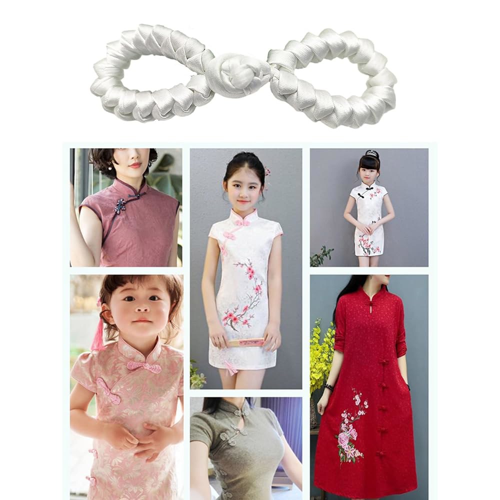 개구리 폐쇄 버튼 스카프 카디건과 의상 재봉 꽃 청삼 패스너 White : 아마존게이트