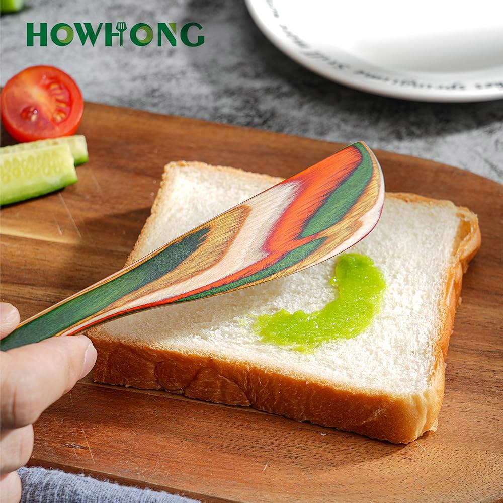 스퍼틀 주방 도구 나무, 파카우드 슬롯 주걱 조리 세트 버터 나이프 논스틱 고체 (하우홍) Green 4 PCS : 모드구프