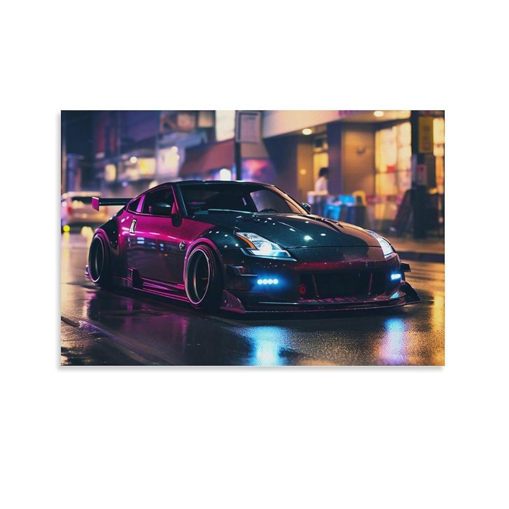 캔버스 월 아트 데코 블랙 쿨 네온 페인팅 프린트 침실 거실 사무실 에스테틱 언프레임 12x18인치 Unframe-style 18L x 12W : 아르보몰