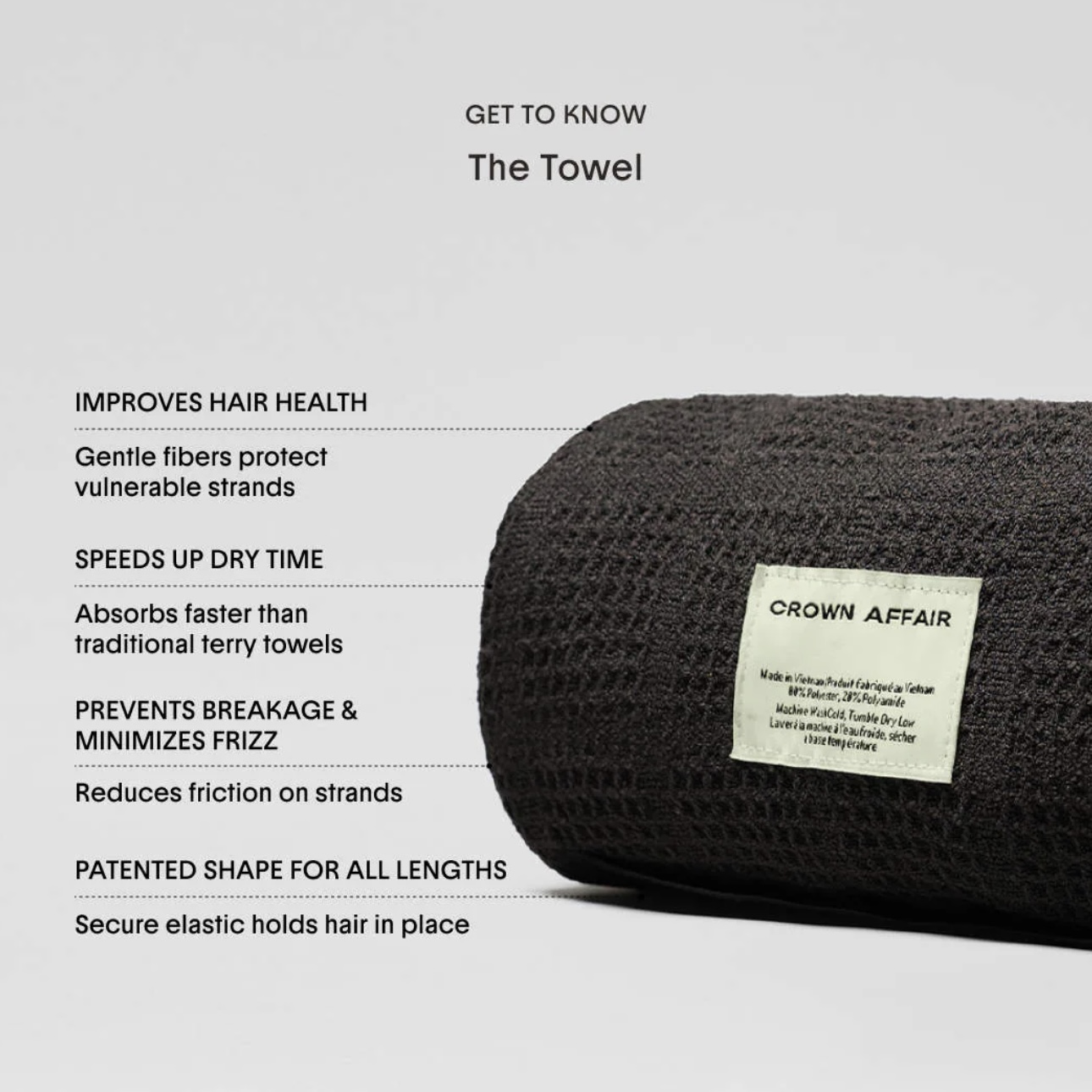 크라운어페어 더 헤어타올 블랙 Crown Affair The Hair Towel : 원더러스트