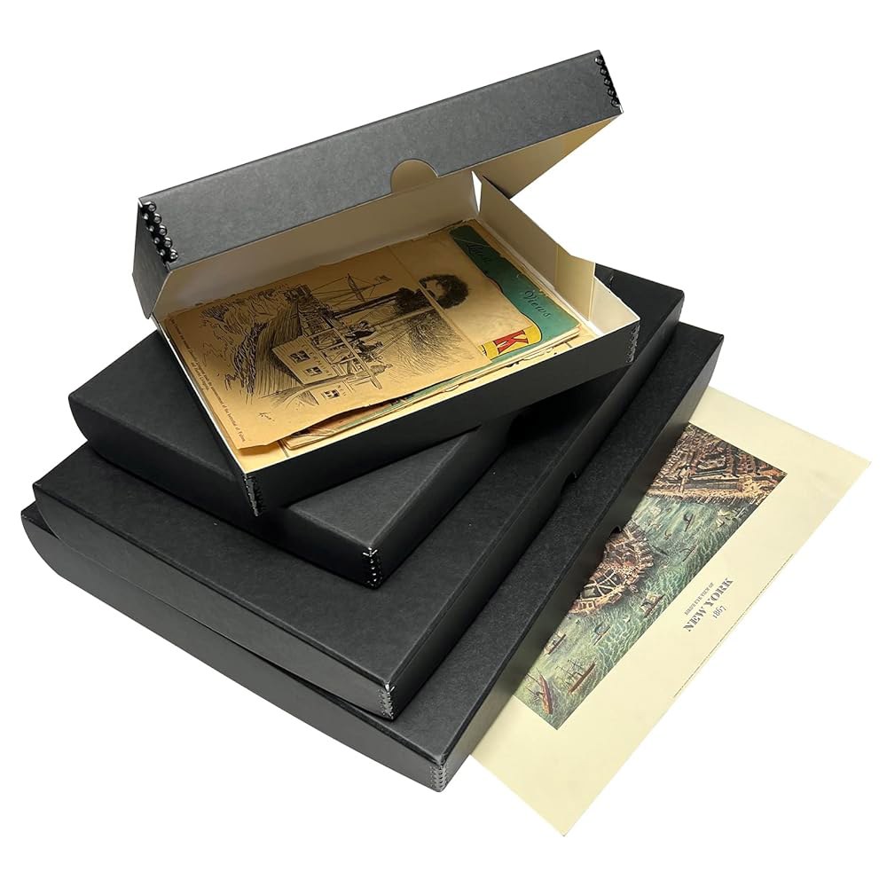 라인코 폴리오 보관함, 금속 테두리가 있는 클램셸 디자인. 13.5x19.5x1.75인치, 아카이브 박스보드, 사진 보존, 카드, 잡지, 문서, 미술... 