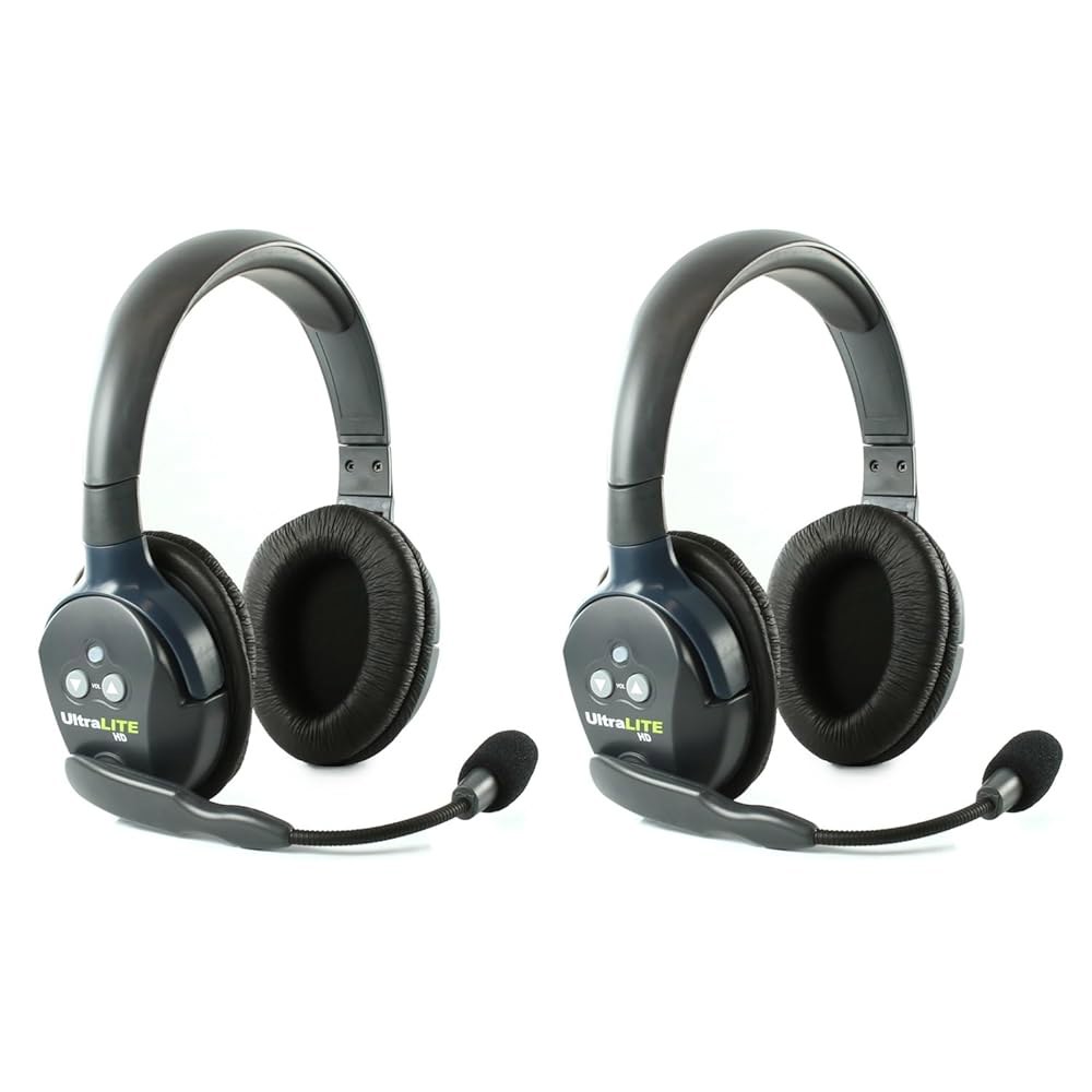 2인용 Eartec UL2D 울트라라이트 풀 듀플렉스 무선 헤드셋 통신 - 솔리드 시그널 클리닝 물티슈 번들이 포함된 듀얼 이어 2개 : 럭사르