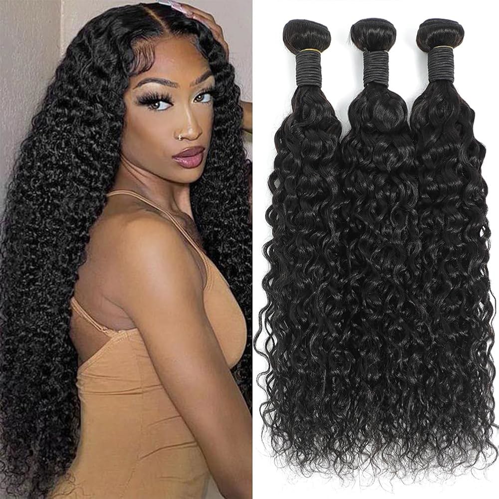 휴먼 헤어 번들 24 26 28 인치 12A 브라질 워터 웨이브 100 가공되지 않은 버진 위프트 내추럴 컬러 : 리코플러스