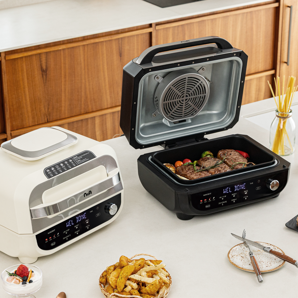 노아 저소음 그릴프라이어 에어프라이어 KC인증 에어그릴, 블랙 상세사진 2