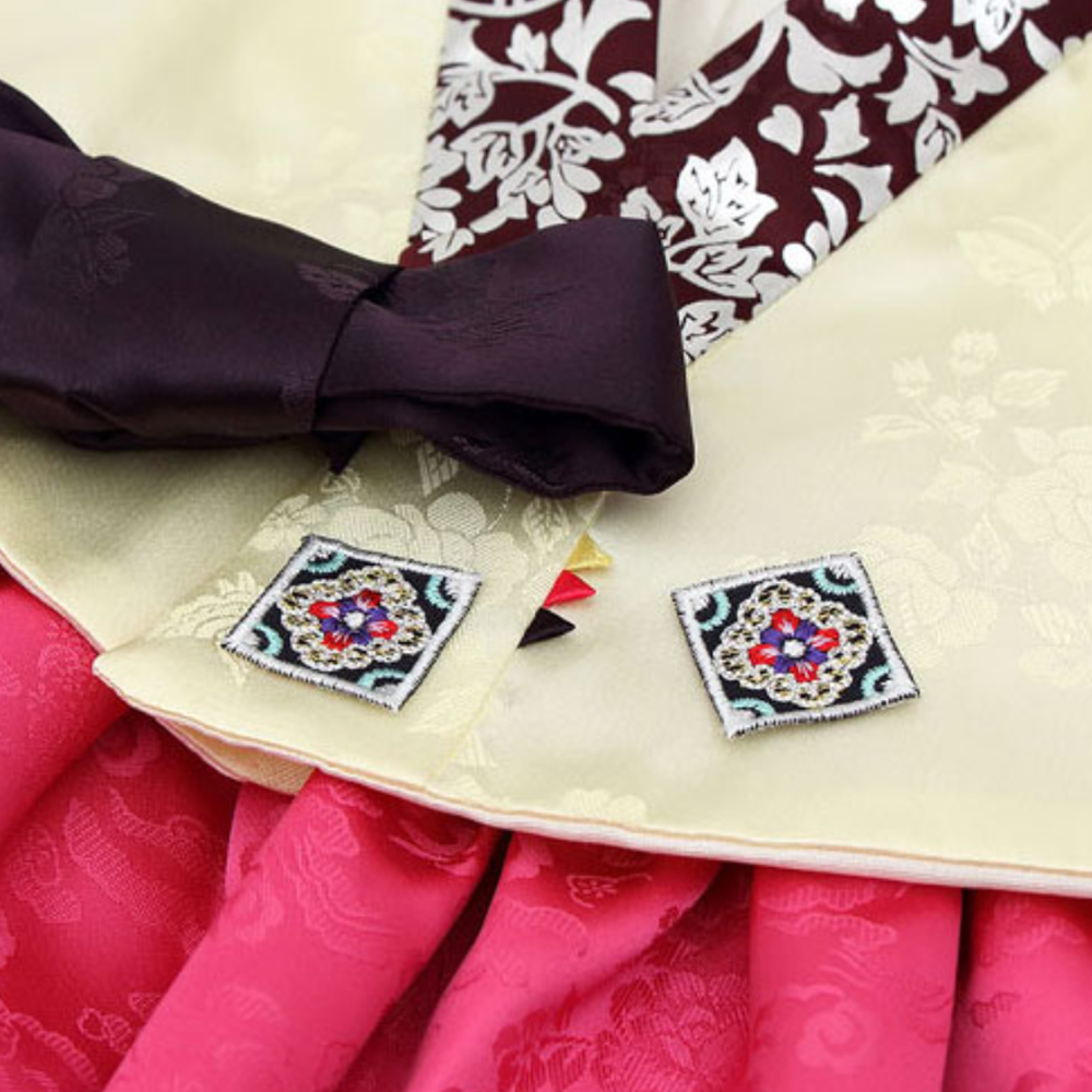 한복장식 4각 사각 자수장식 꽃 와펜 네이비 60-876 : 이지텍스